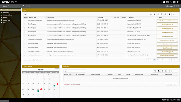 screenshot of Ventiv Policy